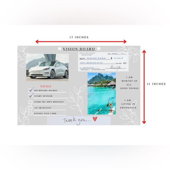 Vision Board Poster - Manifestation Board Dream Board Law of Attraction Gray - Picture 3 of 6